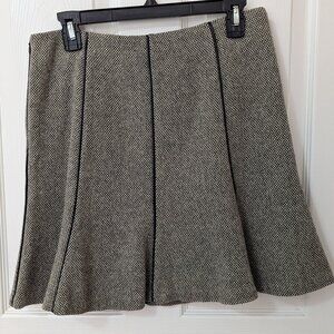 Ralph Lauren 4P flared skirt, wool blend, herringbone, brown/gray tones